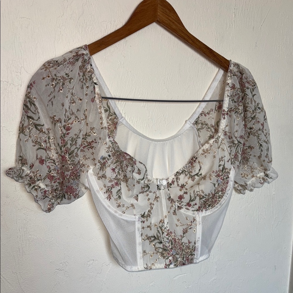 Floral Sheer Puff Sleeve Top